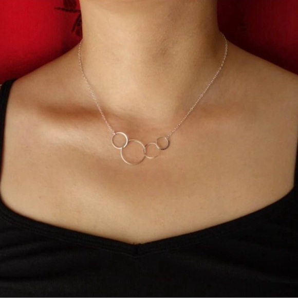 CLOSET CLEAN OUT!! Sterling Silver 4 Circle Necklace - Picture 2 of 5